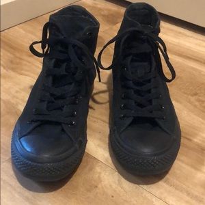 All black high top converse